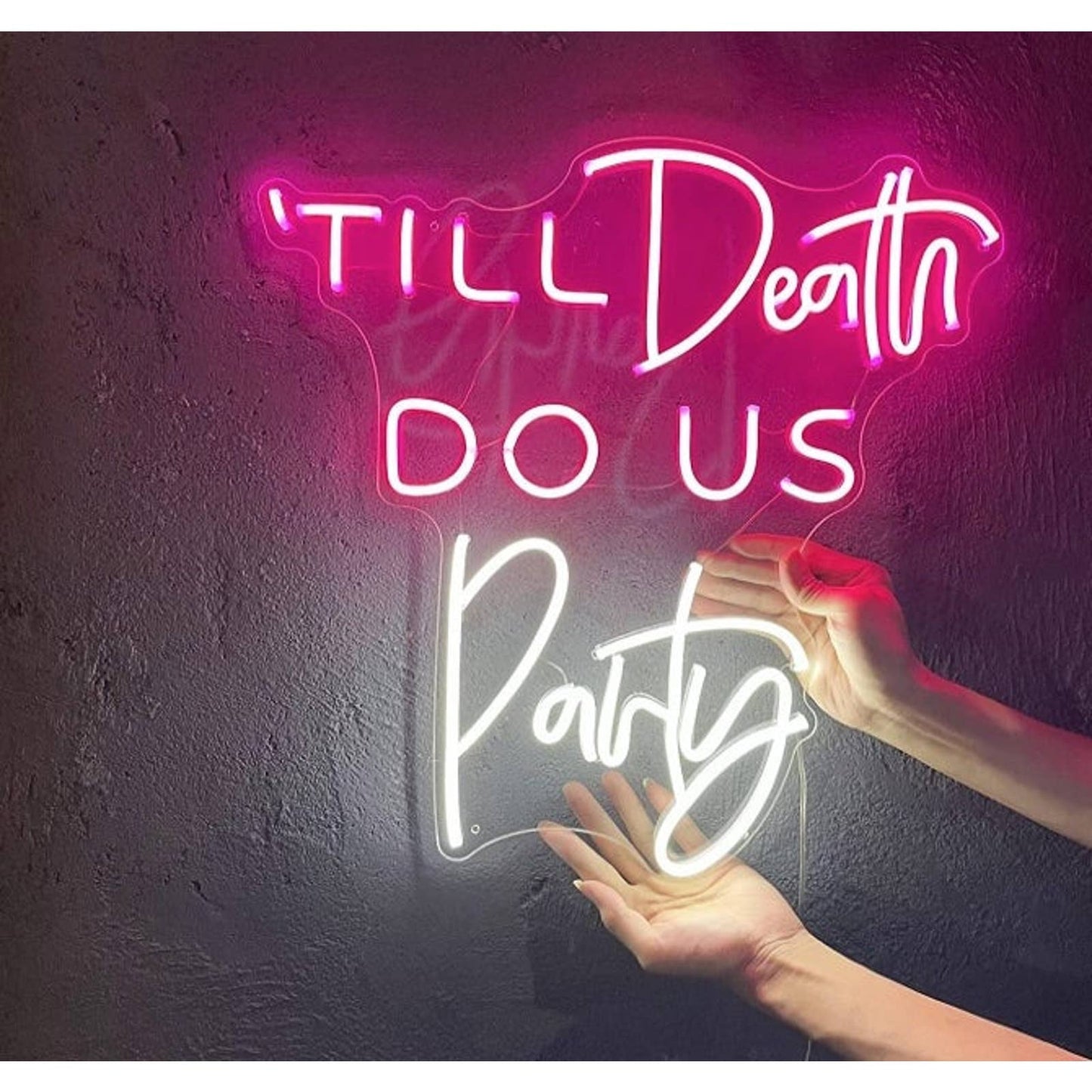 Fun Bright Large “Till Death Do Us Party” LED Night Light Wedding Marriage Decor