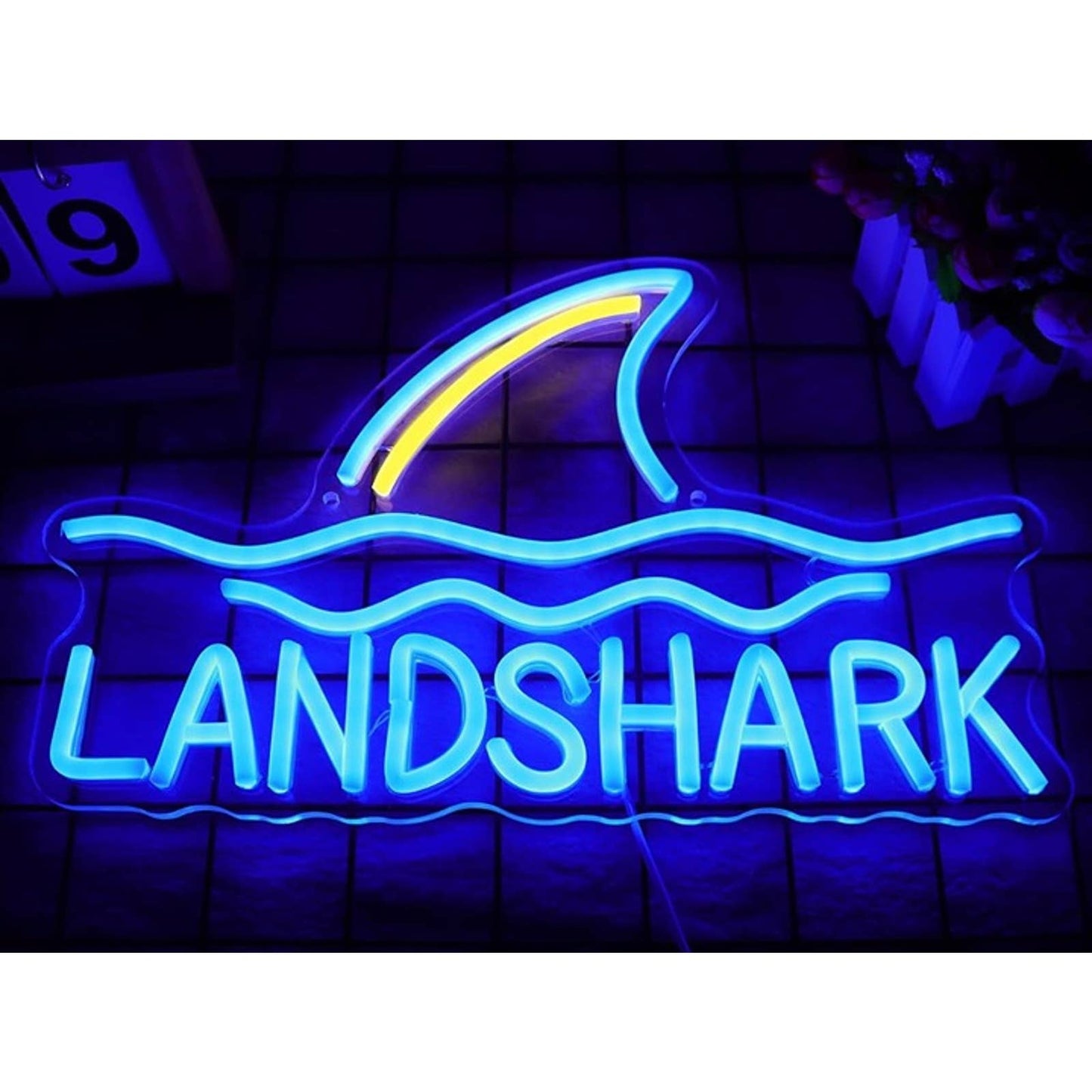 Vivid Bright Blue LandShark Fin Ocean Sea LED Night Light Room Wall Decor