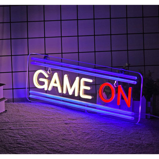 Fun Bright Tri-Color GAME ON LED Night Light Room Wall Decoration