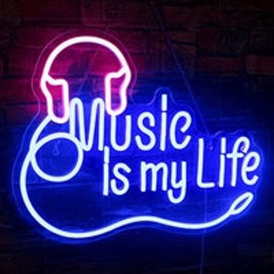 Fun Bright Vivid Colorful Music is my Life LED Night Light Room Wall Decoration