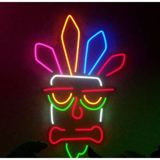 Fun Bright Crash Bandicoot Color Aku Aku Totem Mask LED Light Game Room Decor
