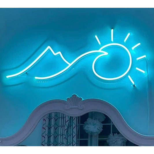 Lovely Bright Blue Sun Mountain Wave LED Night Light Room Wall Decoration