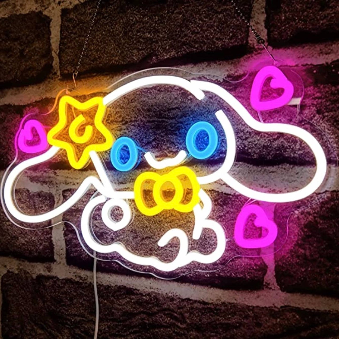 Super Cute Cinnamoroll w/ Star Ballon Hearts LED Night Light Anime Room Wall Dec