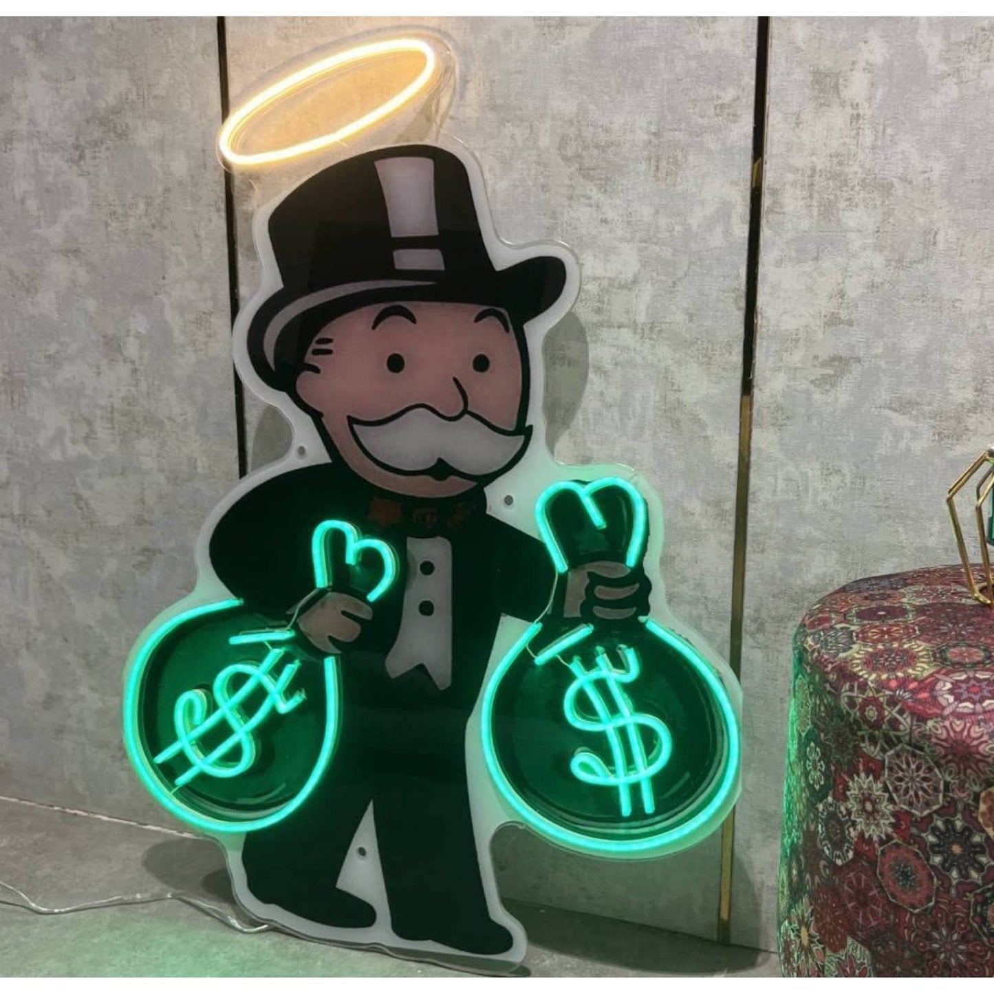 Quality Fun Bright Rich Uncle Pennybags Monopoly Man LED Light Board Game Decor