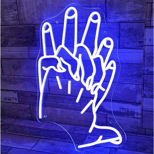 Lovely Bright Blue Holding Hands LED Night Light Romantic Love Room Wall Decor