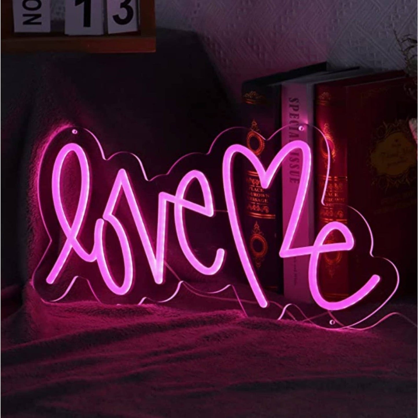 Romantic Bright Pink “Love Me” LED Night Light Sign Room Wall Decoration