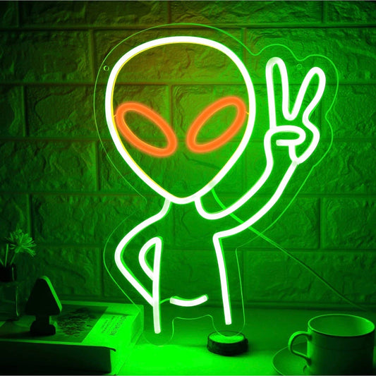 Fun Bright Peaceful Alien LED Night Light Room Wall Decoration