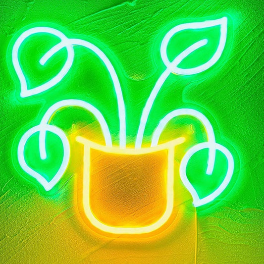 Lovely Bright Green Plant Pot LED Night Light Room Wall Decor
