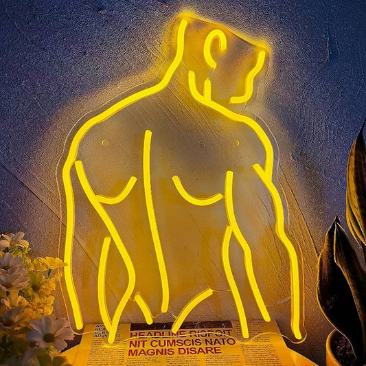 Lovely Bright Yellow Man Back LED Night Light Room Wall Art Decoration