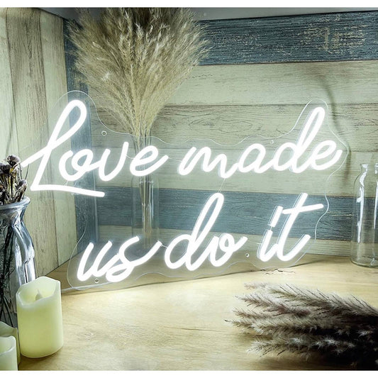 Adorable Bright White “Love Made Us Do It” LED Light Wall Decoration