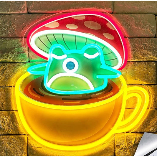 Fun Vivid Bright Baby Mushshoom in a Tea Cup LED Night Light Decor