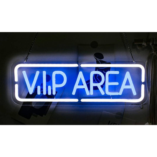 Vivid Bright White / Blue “VIP AREA” LED Night Light Party Room Wall Decor
