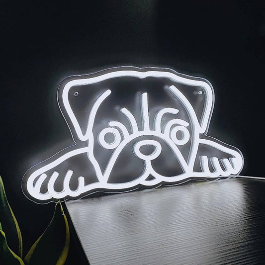 Super Cute Bright White Pug Puppy Dog LED Night Light Pet Room Wall Decoration