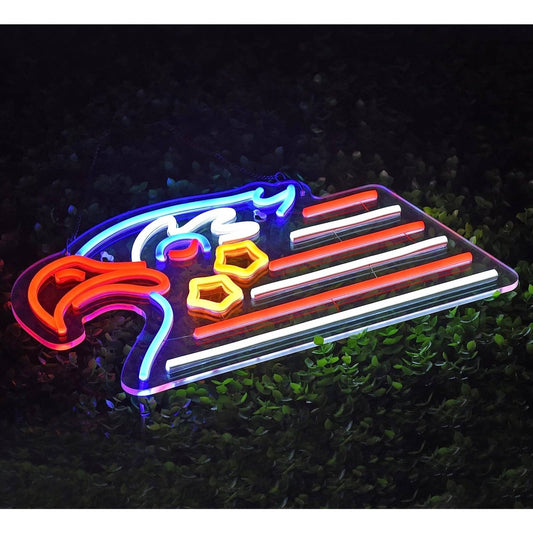 Vivid Bright USA Eagle Star Flag LED Night Light Room Wall Decoration