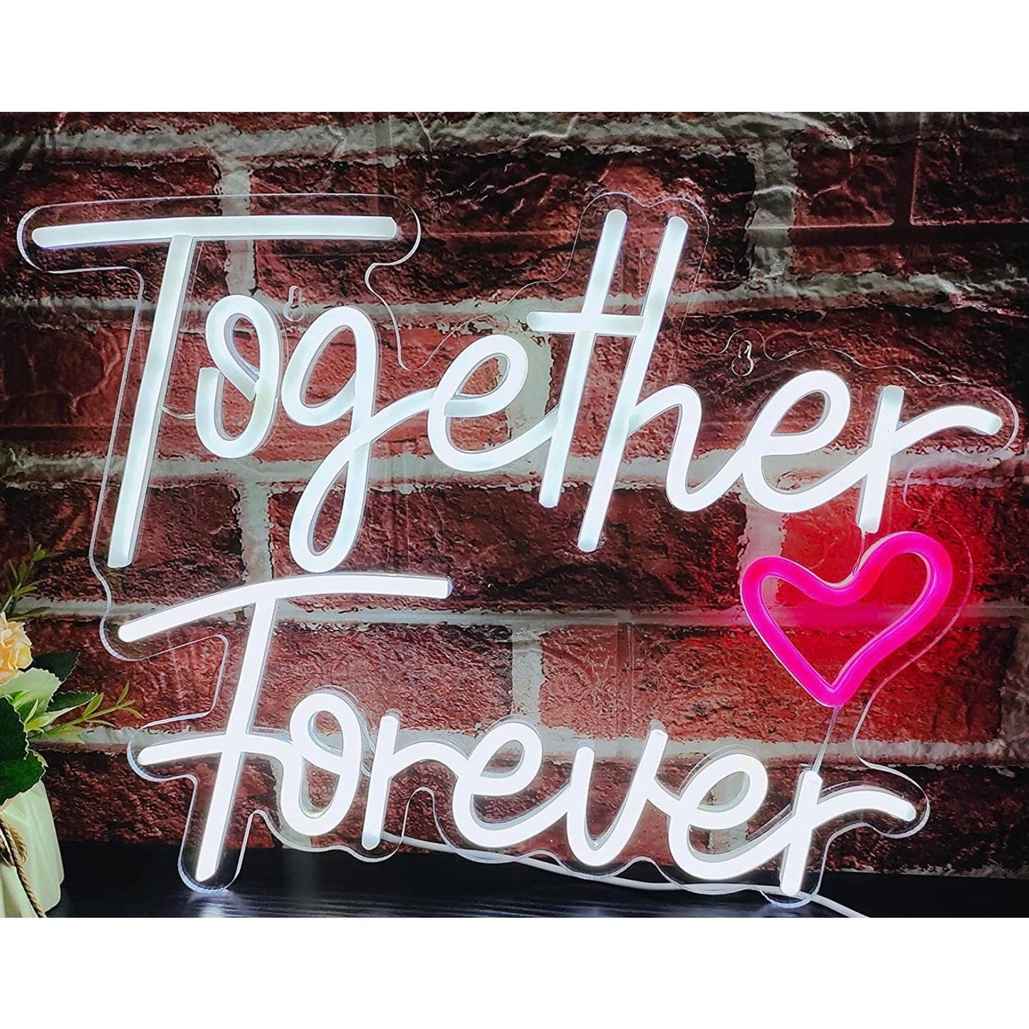 Lovely Vivid Cool Bright Better Together Pink Heart LED Night Light Room Wall De
