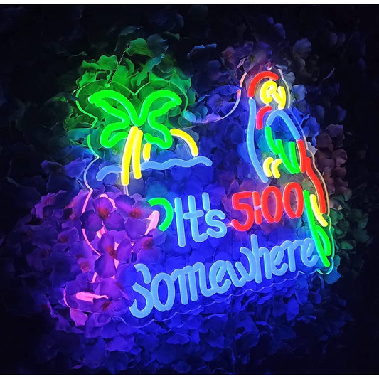 Fun Quality Colorful “It's 5:00 Somewhere” LED Night Bar Light Party Wall Decora
