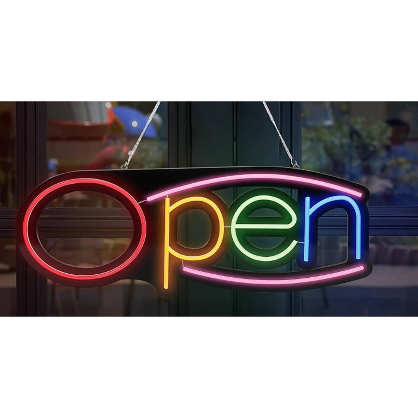 Lovely Vivid Bright Unique Rainbow OPEN Sign LED Night Light Store Sign