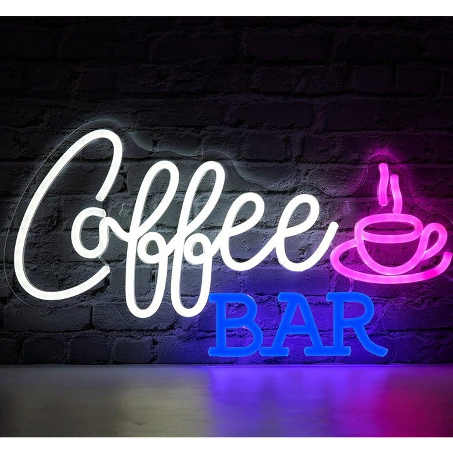 Lovely Vivid Bright Pink, White & Blue Coffee Bar LED Night Light Decor
