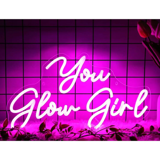 Lovely Bright Hot Pink “You Glow Girl” LED Night Light Room Wall Decor