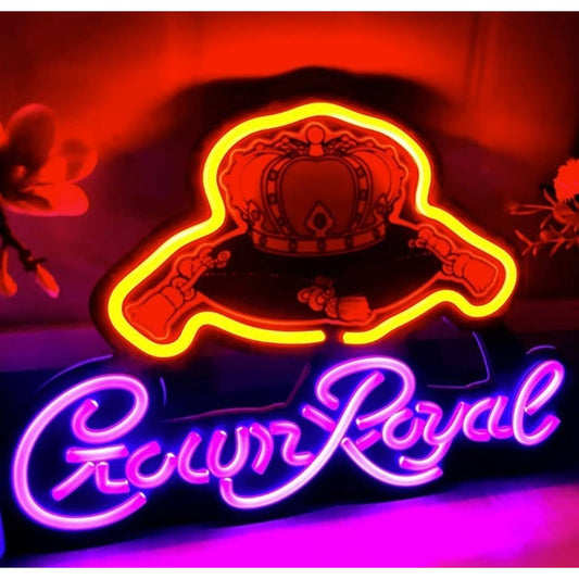 Bright Royal Crown Canadian Whisky LED Night Bar Light Room Wall Decor