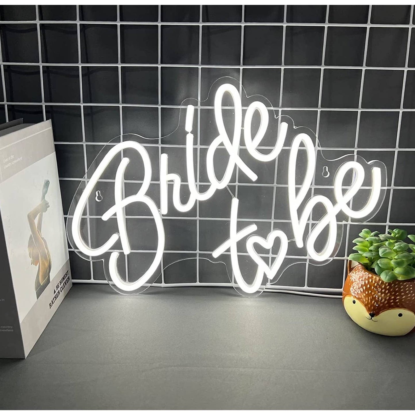 Simple Bright White “Bride to Be” Heart LED Light Room Wall Celebration Decor