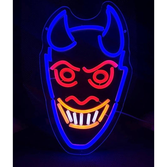 Bright Blue Demon LED Night Light Scary Room Wall Decoration