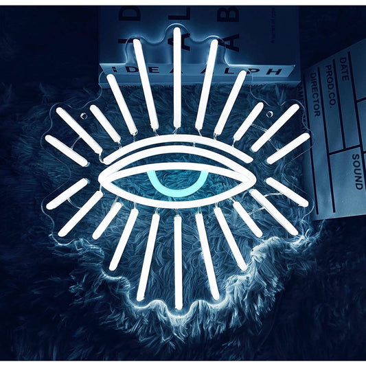 Lovely Bright Vivid White All Seeing Eye LED Night Light Room Wall Art Decoratio