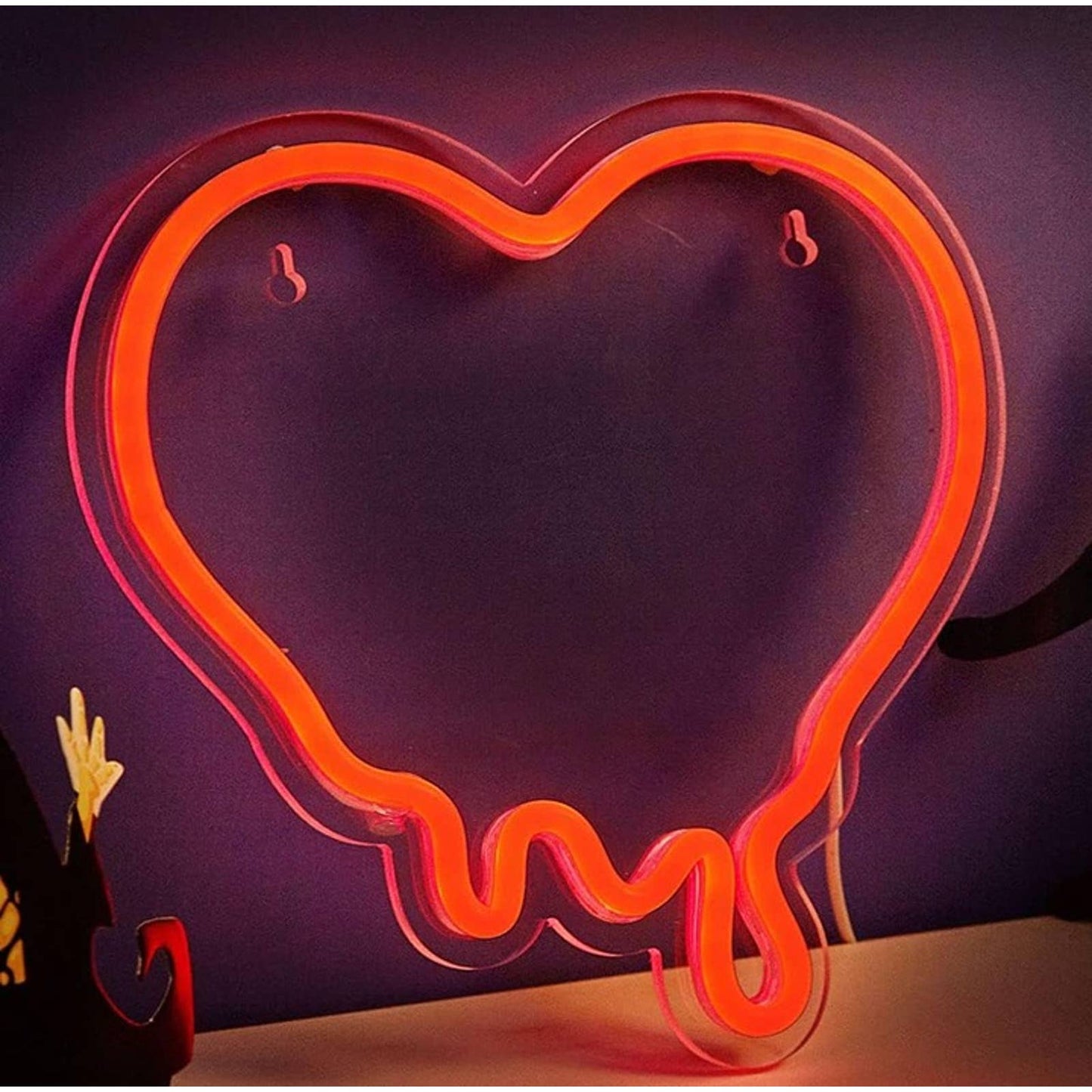 Lovely Vivid Bright Red Melting Love Heart LED Night Light Room Wall Decor