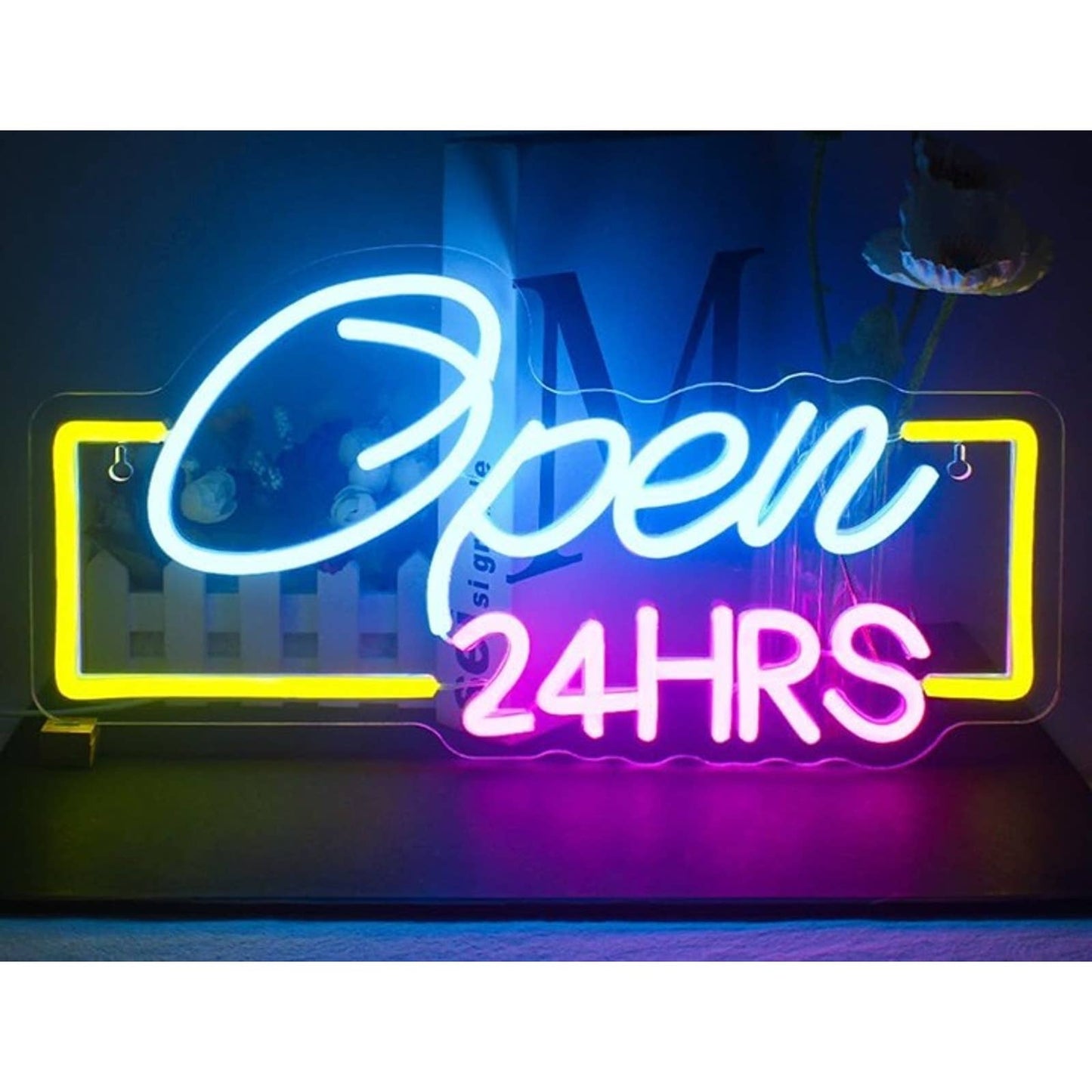 Vivid Bright Blue / Pink / Yellow Open 24 Hrs LED Light Business Sign