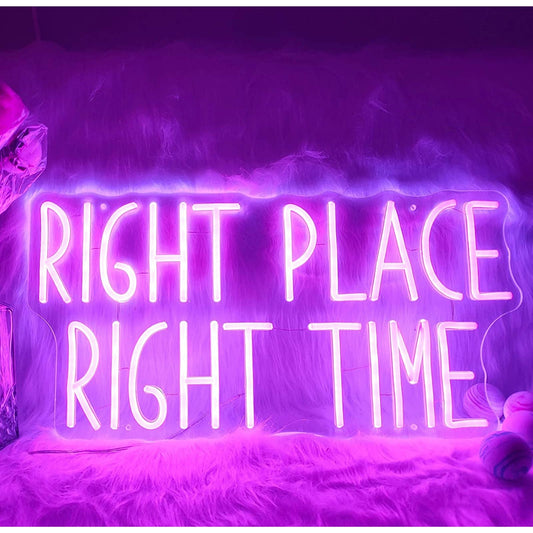 Lovely Bright Purple “Right Place Right Time” LED Night Light Room Wall Decorati