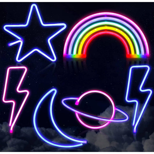 Lovely Bright Colorful 6pcs Rainbow Bundle Set LED Night Light Room Wall Decor