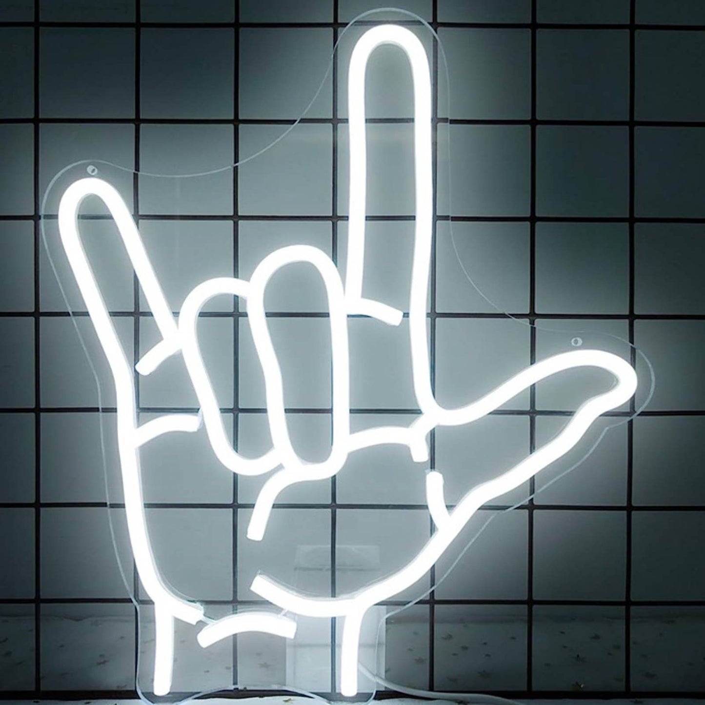 Romantic Bright Cool White I Love You Hand Gesture LED Night Light Decor