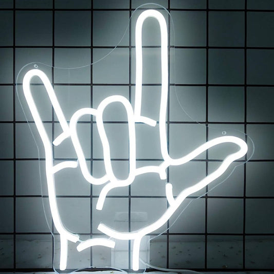 Romantic Bright Cool White I Love You Hand Gesture LED Night Light Decor