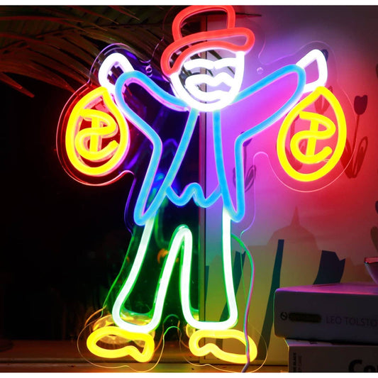 Fun Bright Colorful Money Bag Man LED Night Light Room Wall Decoration