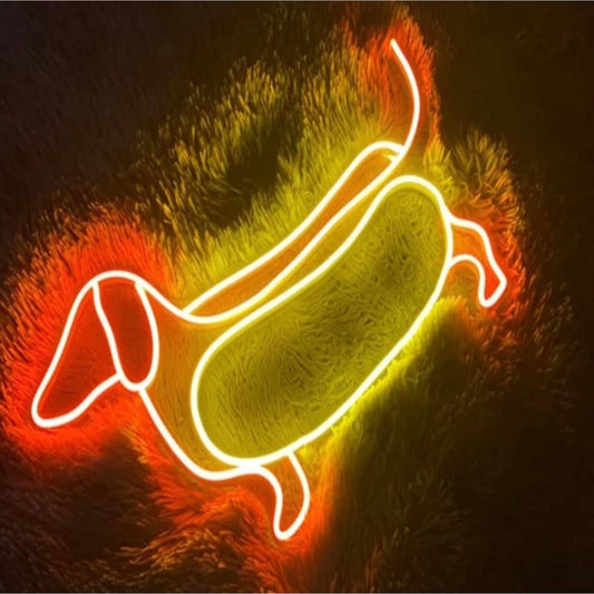 Adorable Dachshund Hot Dog Bun LED Night Light Room Wall Pet Decoration