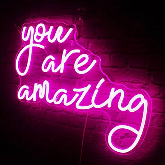 Vivid Bright Adorable Pink “You Are Amazing” LED Night Light Room Wall Decoratio