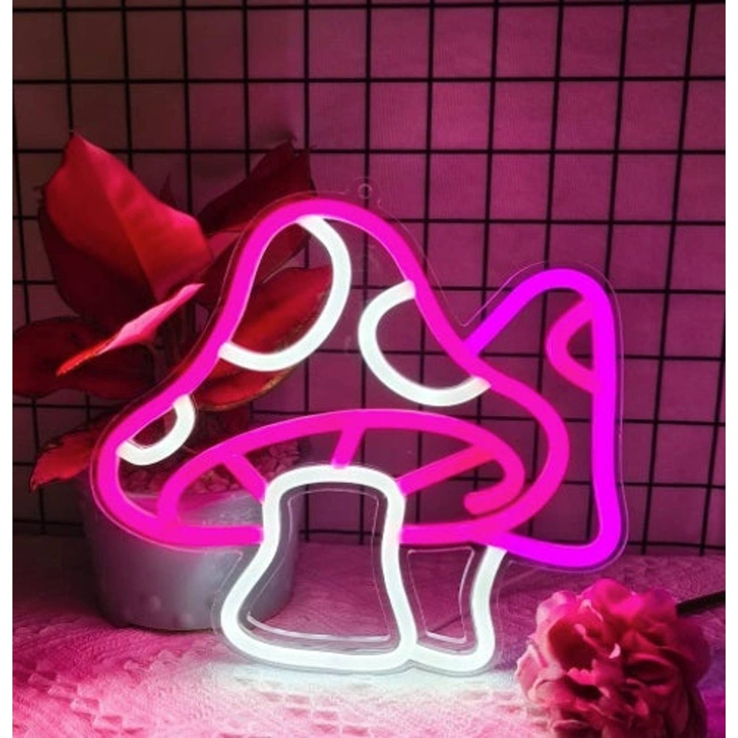 Lovely Bright Plump Pink Mushroom LED Night Light Rom Wall Decoration