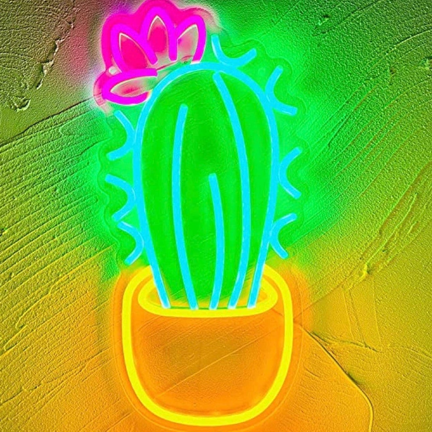 Lovey Vivid Bright Cactus Flower LED Night Light Room Wall Decoration