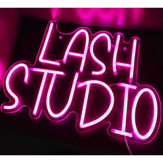 Lovely Bright Pink “Lash Studio” LED Light Salon Spa Decoration
