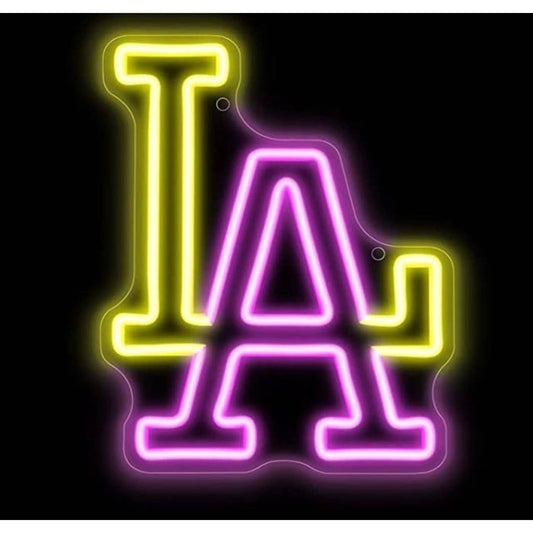 Lovely Bright Pink Yellow LA Los Angeles LED Night Light Room Wall Decoration