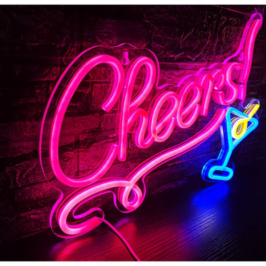 Fun Vivid Bright Cheers Cocktail Margarita LED Night Light Bar Room Wall Decor