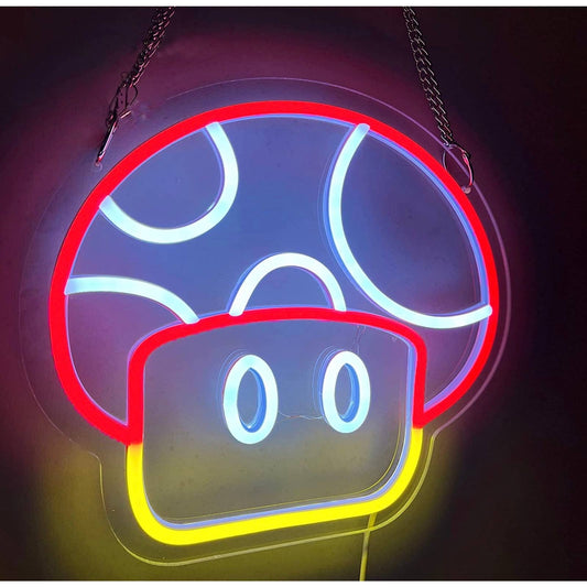 Fun Bright Super Mario Power Up Mushroom LED Light Video Game Room Wall Decor