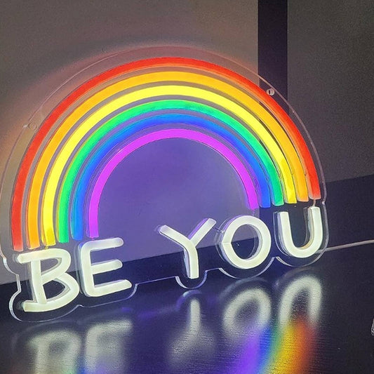 Vivid Bright Be You Rainbow LED Night Light Room Wall Pride Decor