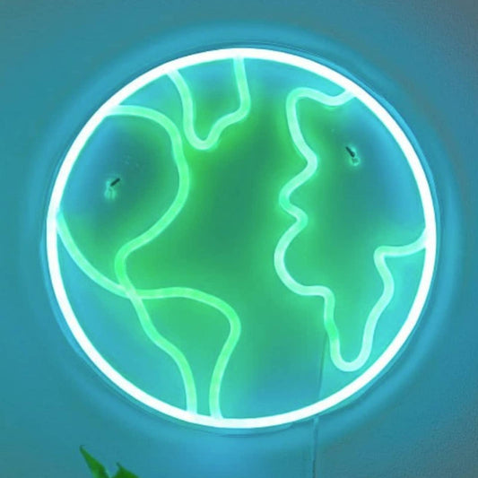 Lovely Vivid Bright Green & Blue Planet Earth LED Night Light Room Wall Decor