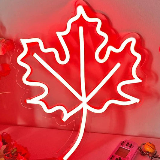 Vivid Bright Red Maple Tree Lead LED Night Light Canada Room Wall Decor