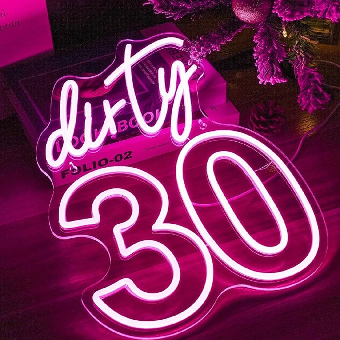 Fun Bright Pink Dirty 30 LED Night Light Birthday Room Wall Decoration