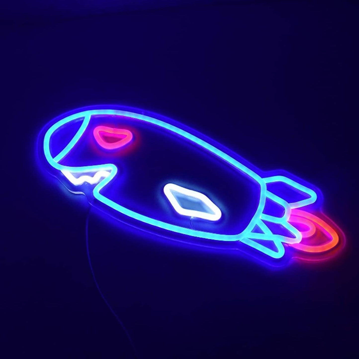 Fun Bright Blue Rocket Shark Torpedo LED Light Video Game Decoration
