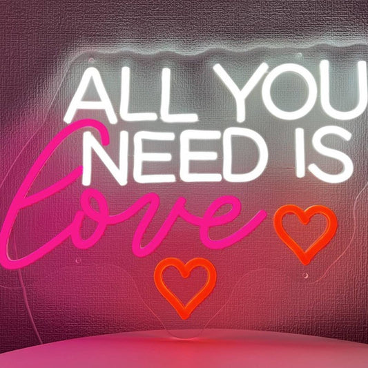 Adorable Vivid Bright “All You Need is Love” Hearts LED Night Light Room Wall De