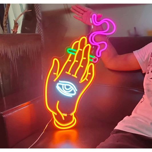 Enormous Bright All Seeing Eye in Hand LED Night Light Room Wall Art Decoration