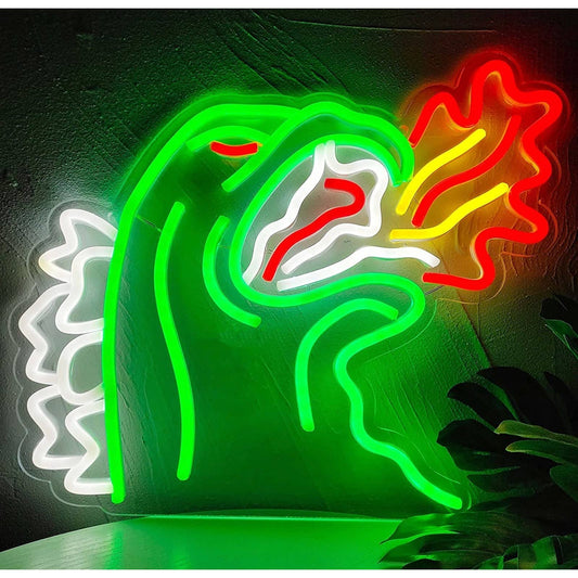 Cool Bright Colorful Godzilla Breathing Fire Dragon LED Night Light Room Wall De